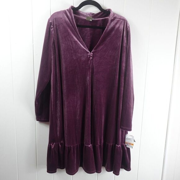 Taylor Womens Velvet Shift Dress Size 16W - Picture 3 of 12